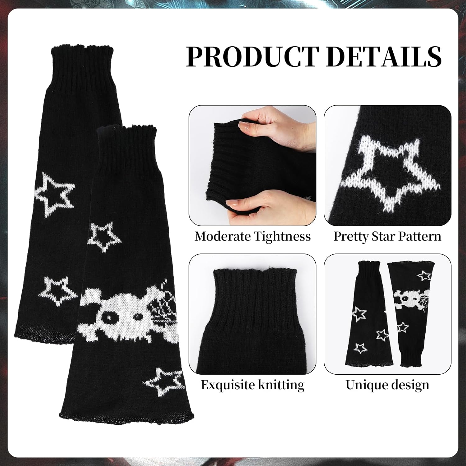 Star Arm Warmers Print Two Side Wear Leg Warmers Set Y2k Girls Japanese Kawaii Harajuku Accessory - Image 2