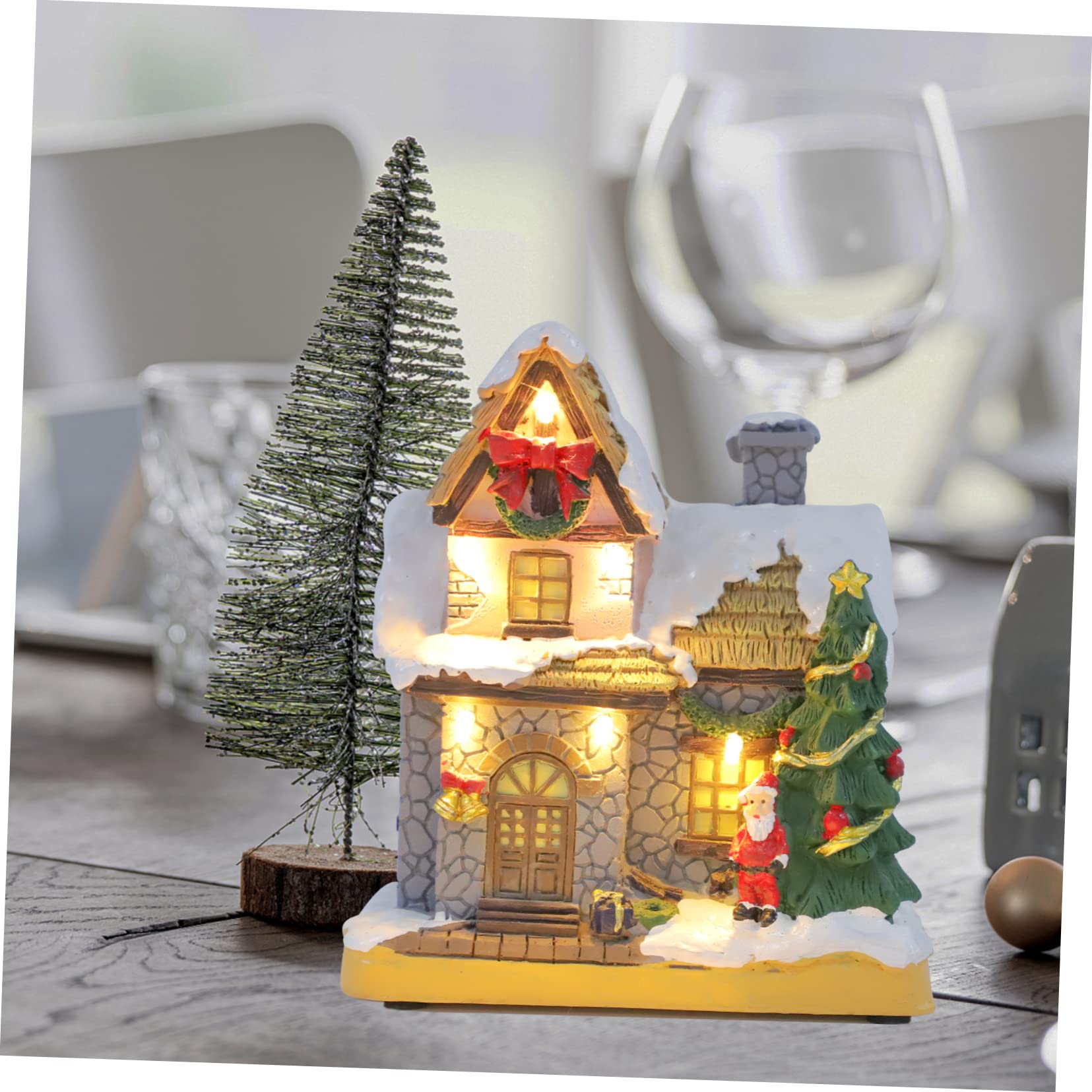 PRETYZOOM Adorno Navideño de Resina Casa Luminosa, Adorno Delicado para Oficina y Dormitorio Que CREA Ambiente Festivo de Navidad