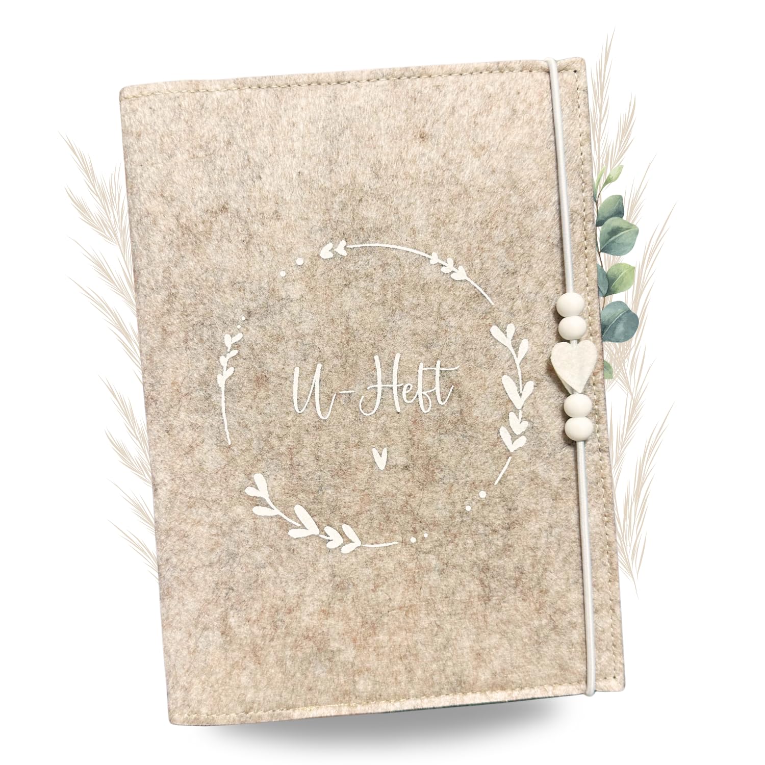 Premium U-Heft und Impfpasshülle aus Filz für Untersuchungsheft - mit Fächer für Ultraschallbild, Impfpass, Versichertenkarte, Stift - Handmade Uheft Schutzhülle Impfpasshülle
