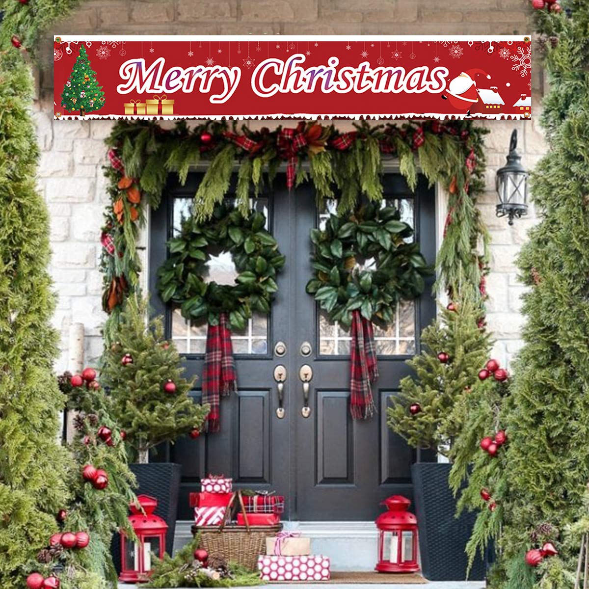 WDEC Weihnachts-Banner „Merry Christmas“ – 300 X 50 Cm – Für Garten, Zaun, Balkon & Haus – Wetterfest & Farbecht