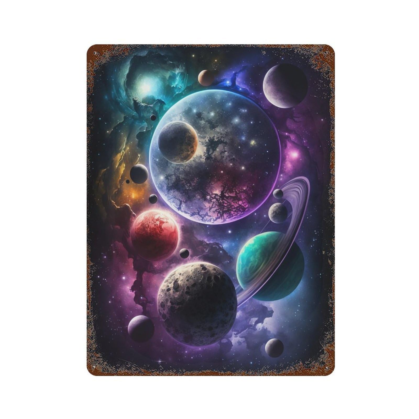 Cosmic Planets Collection Decorative Tin Sign 15.7"x11.8", for Farmhouse, Kitchen And Entryway Decor, Vintage Wall Decor