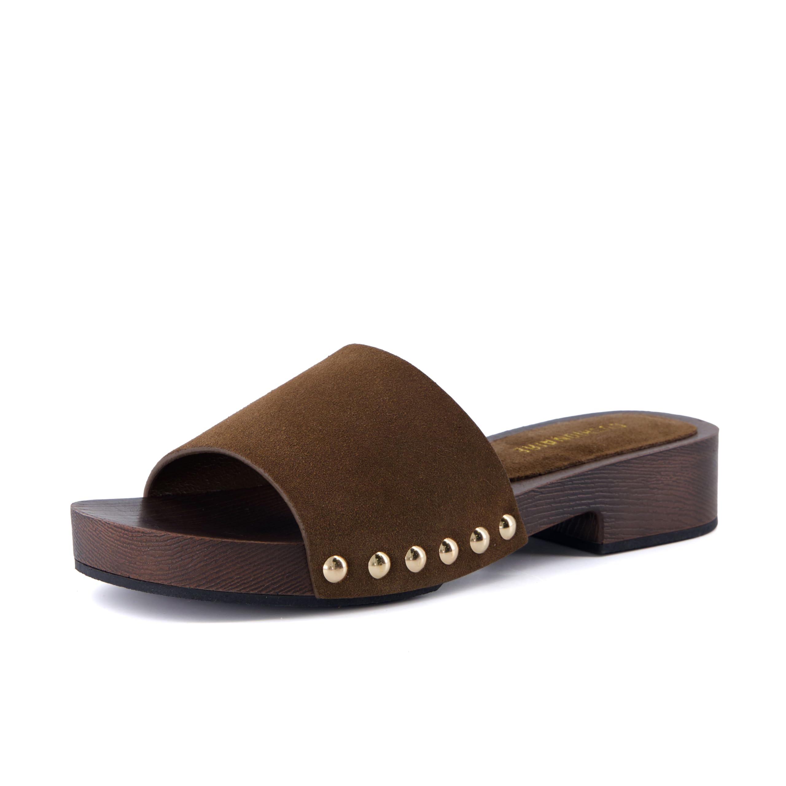 CUSHIONAIRE Timmi 100% Genuine Suede Slides for Women, Slip On Low Heeled Dress Sandal with Studded Detail — view 9