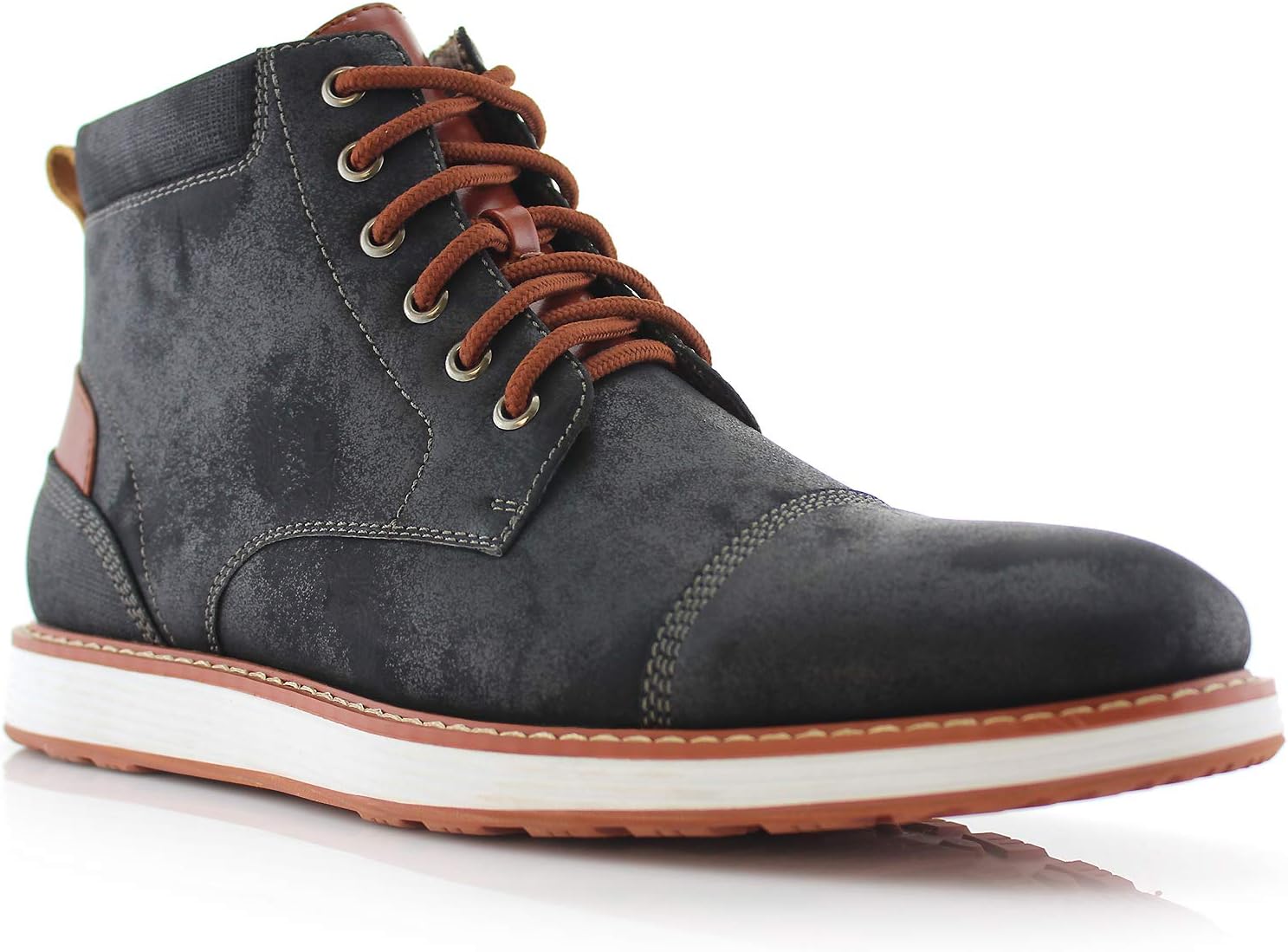 Birt MFA506027 Mens Memory Foam Casual Mid-Top Sneaker Desert Vegan Leather Chukka Boots