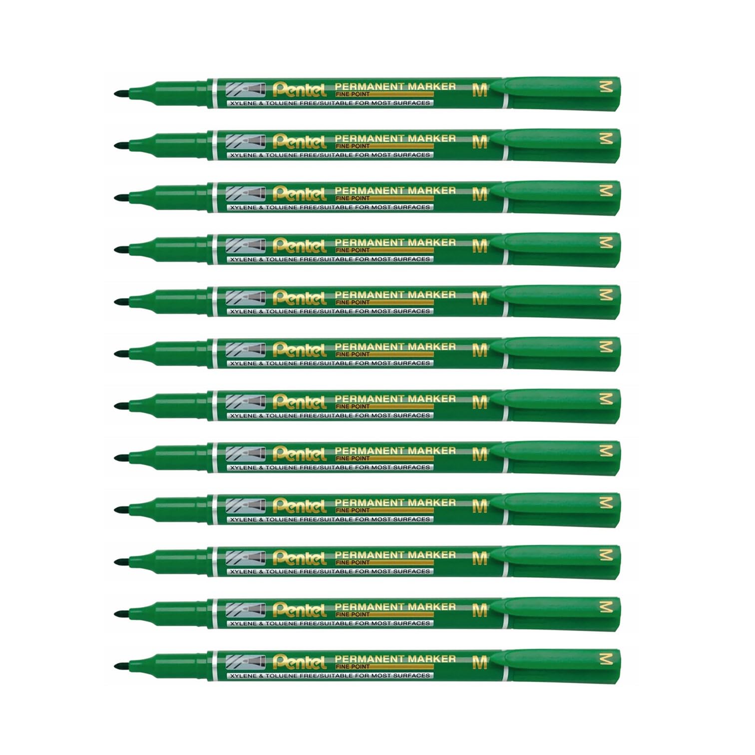 Pentel NM470 Fine Permanent Marker, 1.0mm Line, Green ink (Pack of 12)