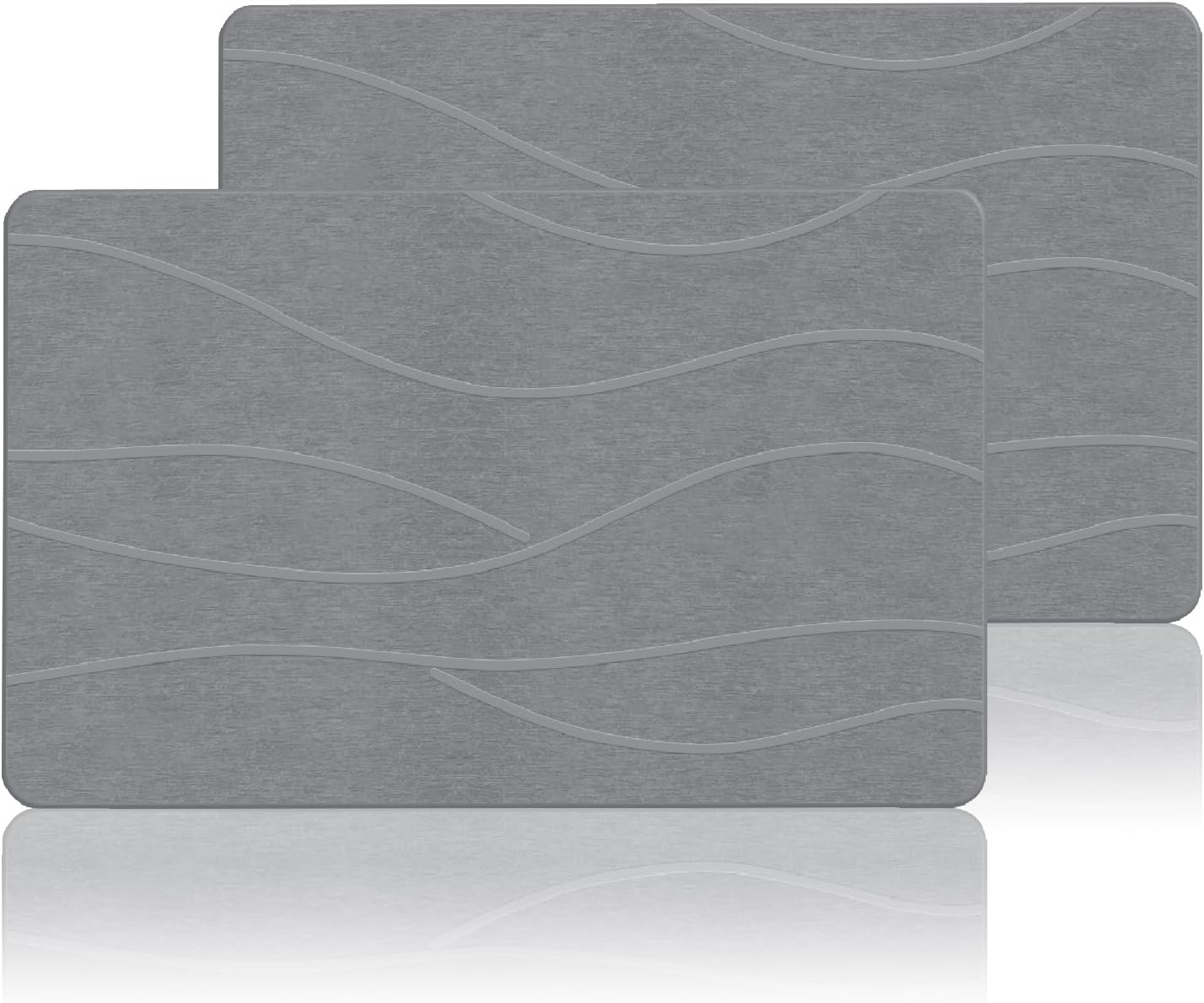 Black Stone Bath Mat, 32''x20'' Extra Large Stone Bath Mat, Super Absorbent Quick Drying for Bathroom, Easy to Clean