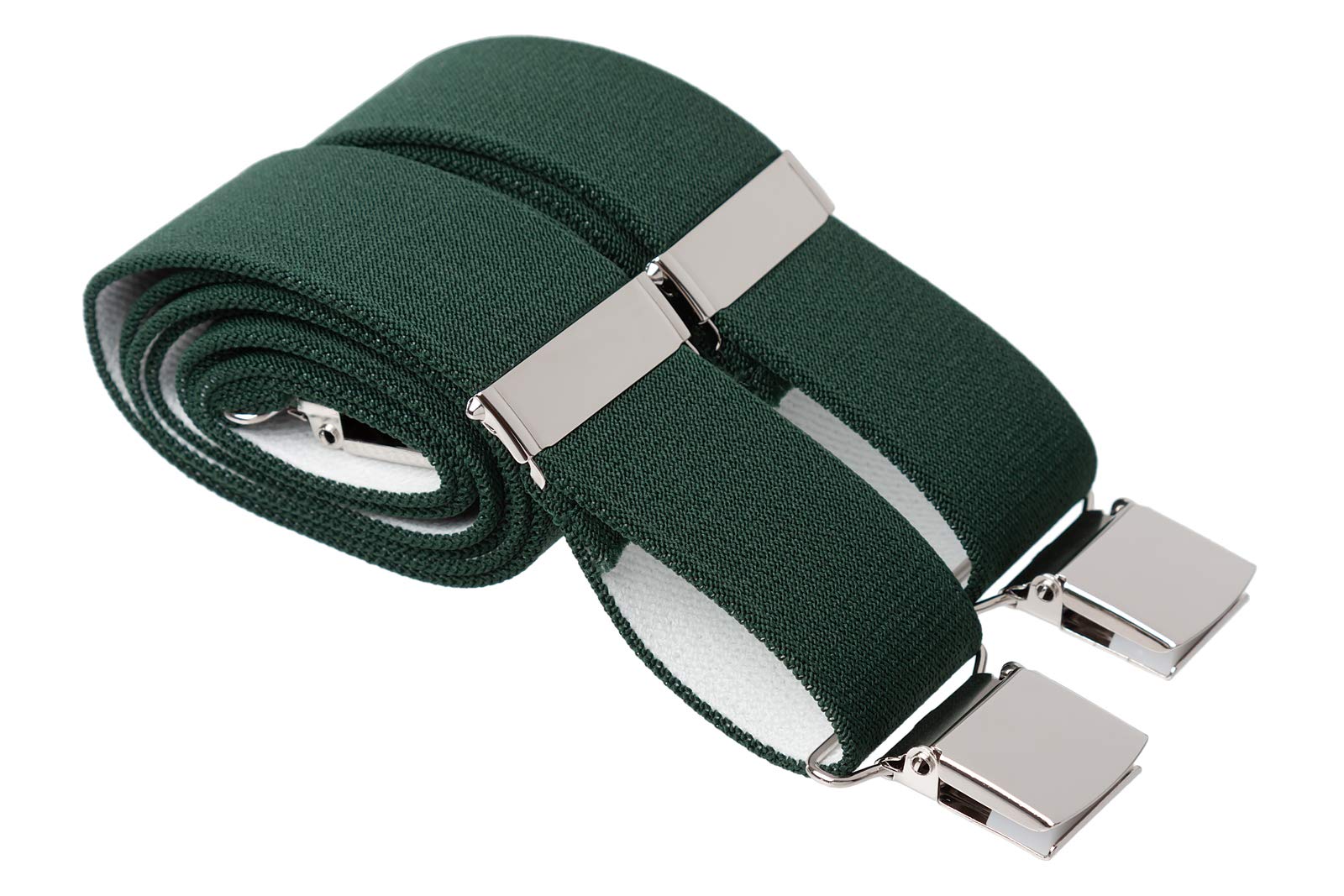 3XL Green Heavy Duty Trouser Braces 35mm Wide 4 Heavy Duty Strong Silver Clips 56 Inch Adjustable
