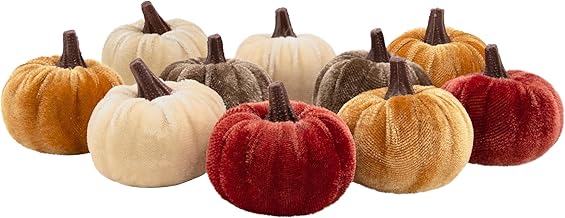 Benross 10pc Velvet Pumpkin Décor Set/Assorted Autumnal Colours/Mini 6cm Decorative Pumpkins for Cosy Autumn, Halloween & Thanksgiving Displays 85109