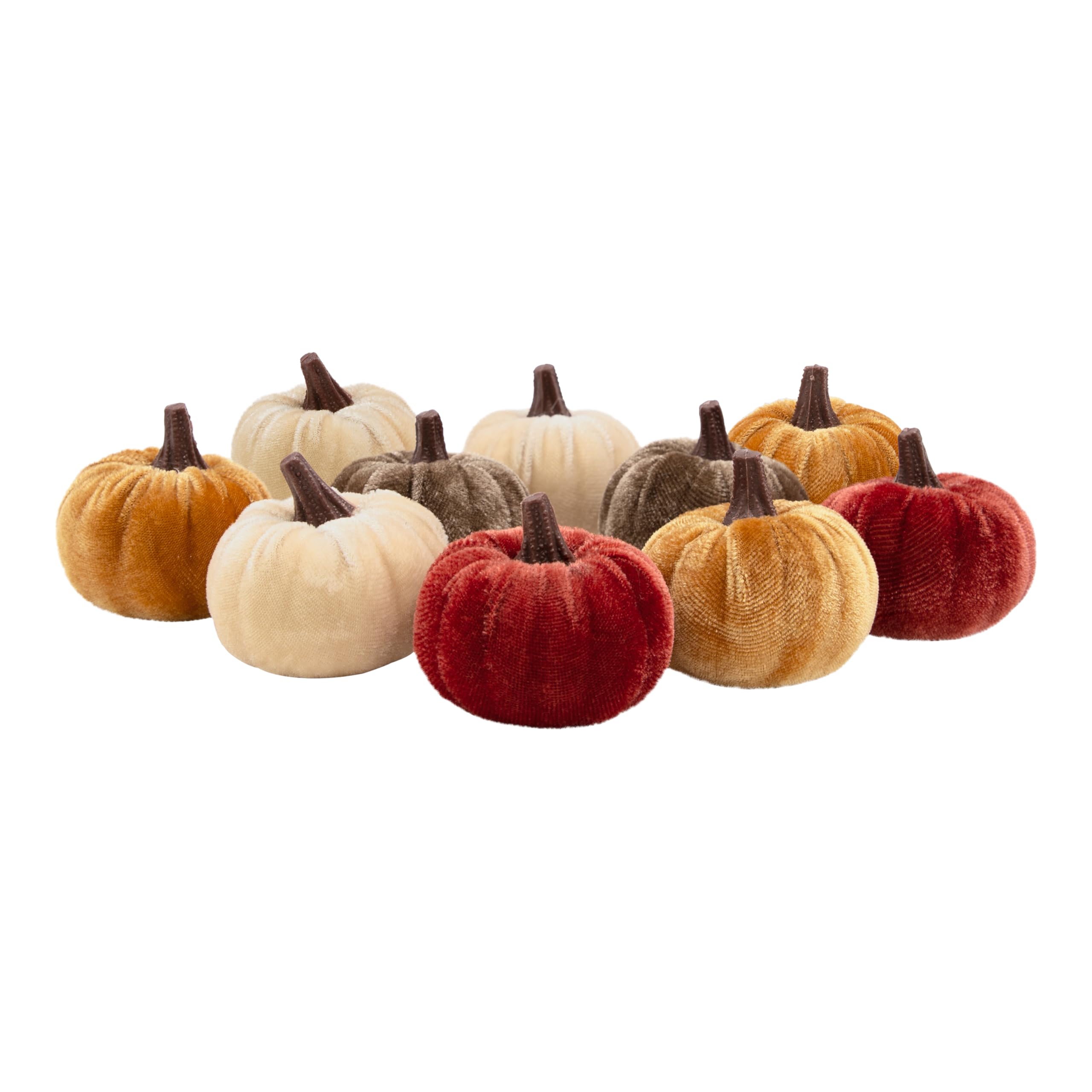 Benross Various 10Pc Velvet Pumpkin Décor Set/Assorted Autumnal Colours/Mini 6Cm Decorative Pumpkins For Cosy Autumn, Halloween & Thanksgiving Displays 85109