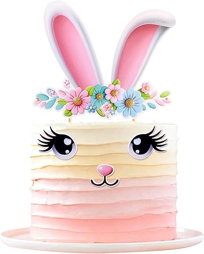Miniatura 28 de Ercadio 24 piezas coloridas de doble cara para conejos de Pascua para cupcakes de conejito de Pascua, decoración de pasteles, conejo, baby shower