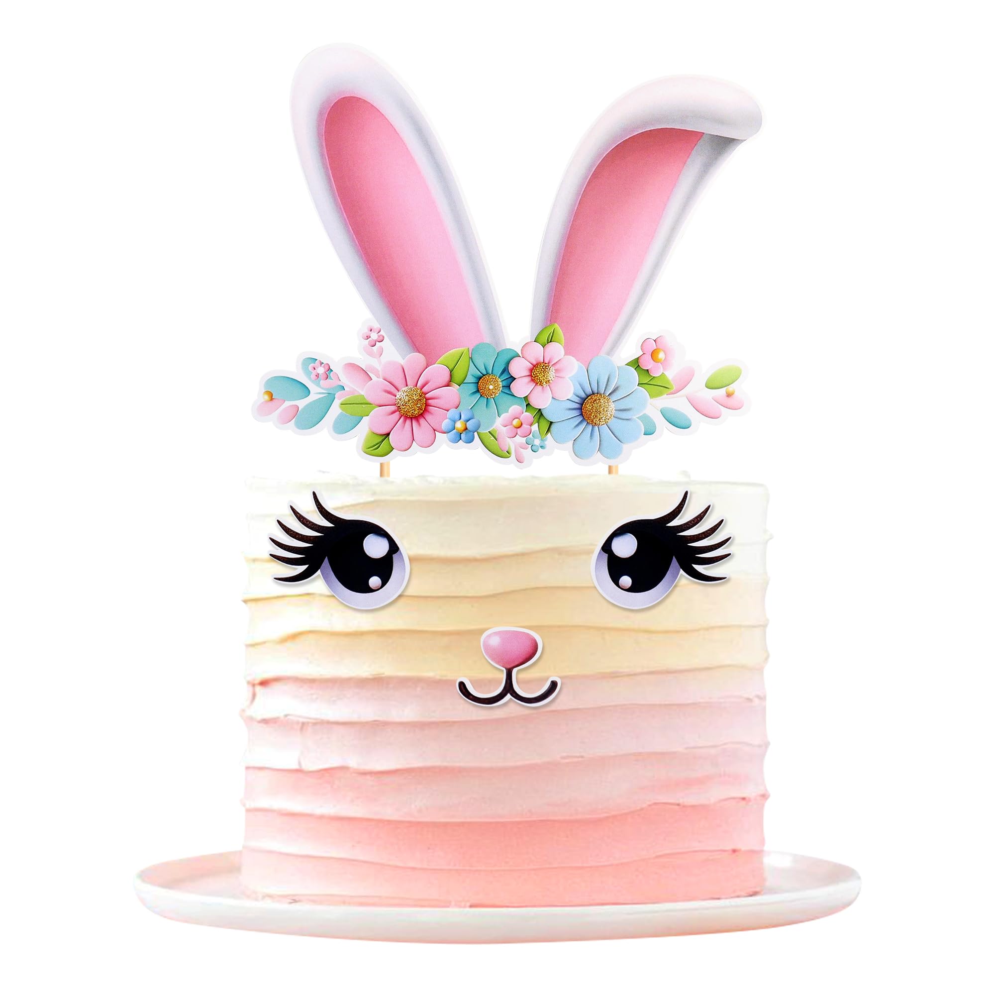 Blumomon 2Sets Happy Easter Cake Topper Happy Easter Cupcake Toppers Rabbit Cake Toppers for Easter Party Cake Decorations,Style 12