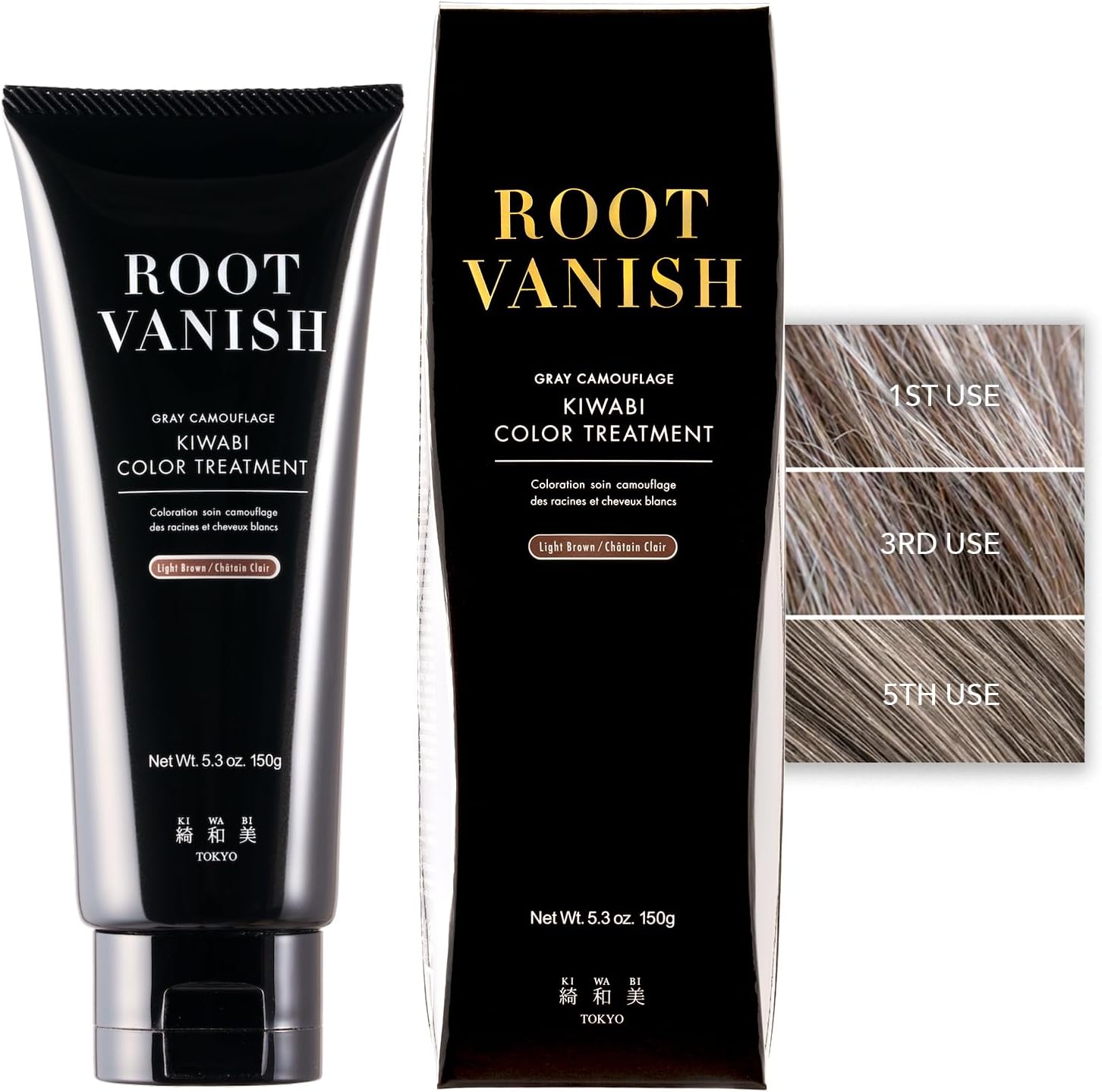 Kiwabi Color-Depositing Treatment for Gray CoverageโSubtle & Buildable Hair Gloss Color BenefitโGradual, Semi Permanent Hair ColorโSulfate-Free, Ammonia-Freeโ31 Botanical Extracts,Light Brown
