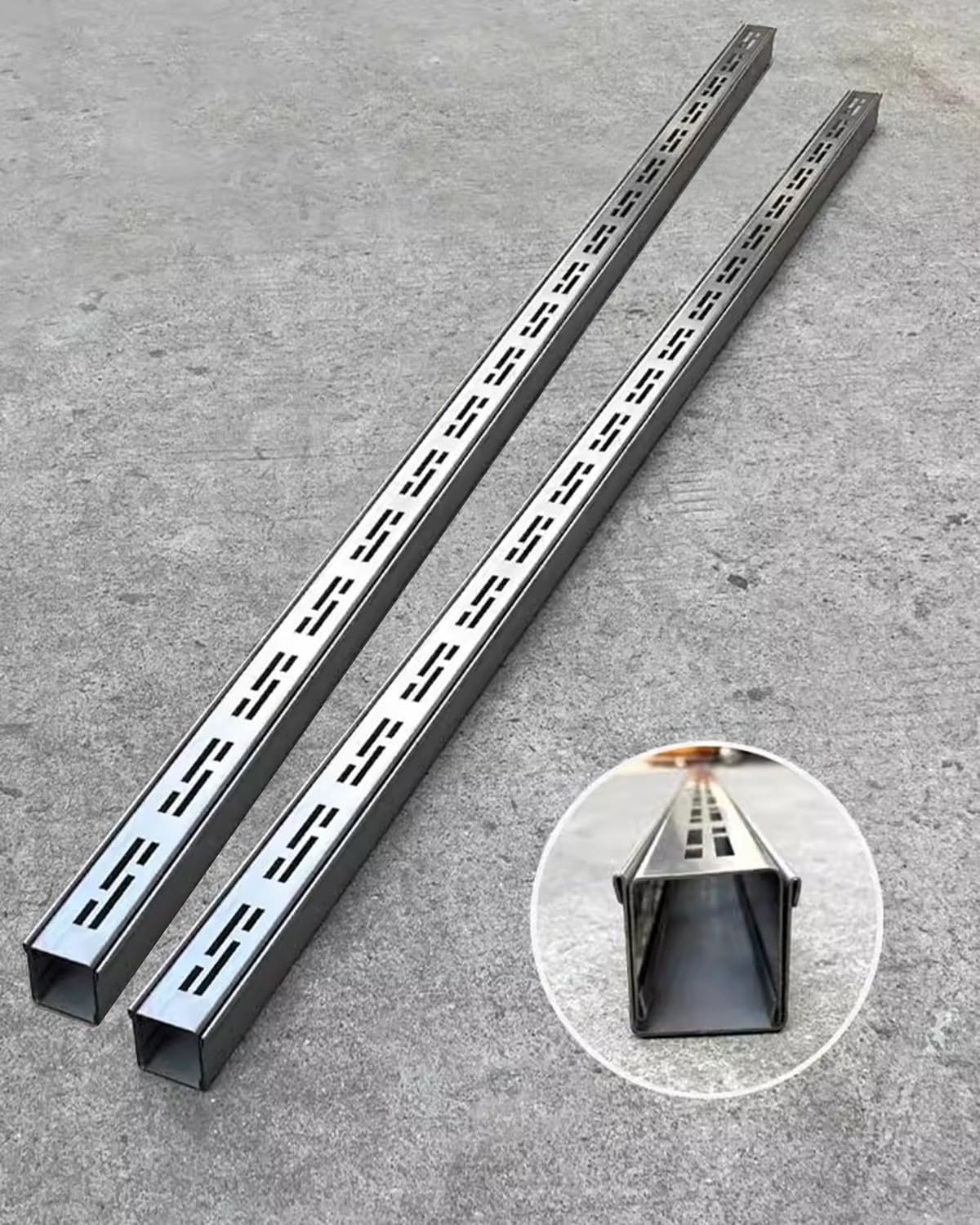 WQPMNYG Stainless Steel Gutter Strainer - 2PCS Exterior Drainage Trench Grate for Yard & Patio Linear Gutter with Grate Effective Water Drainage Solution