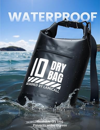 Miniatura 3 de Lamicall Dry Bag Mochila impermeable  Bolsillo con cremallera 5L10L20L30L40L Bolsa impermeable con funda de teléfono a prueba de agua, bolsa seca