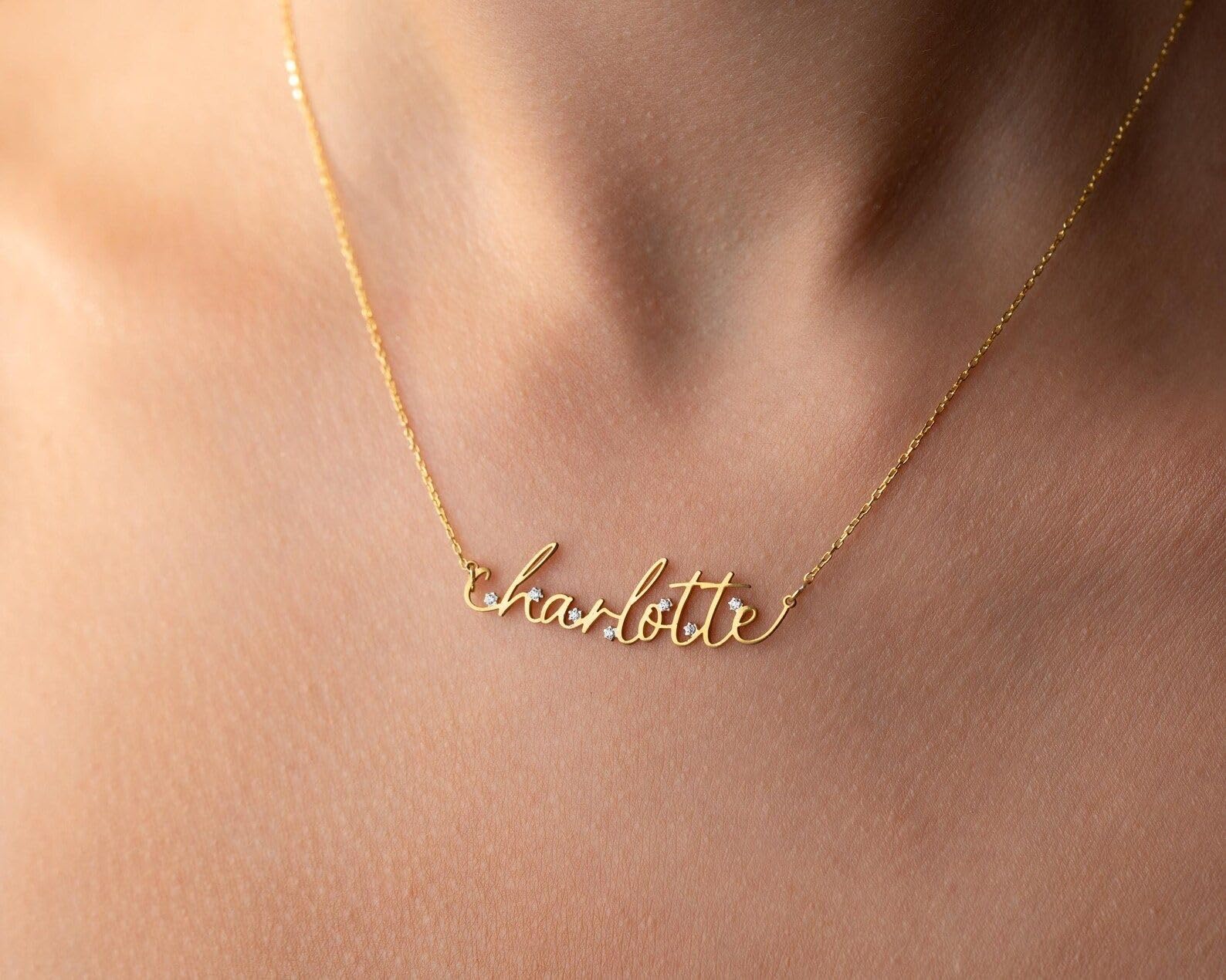 Personalizzato diamante collana con nome oro argento con ciondolo per lei Festa della Mamma Natale anniversario compleanno