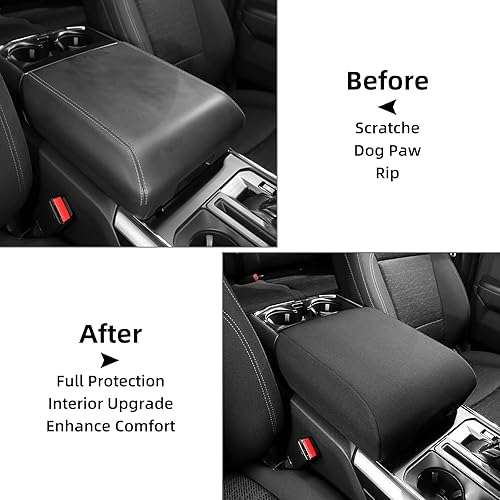 Miniatura 4 de JeCar Funda de cojín de neopreno para consola central, accesorios interiores para Ford F150 2021 2022, color negro