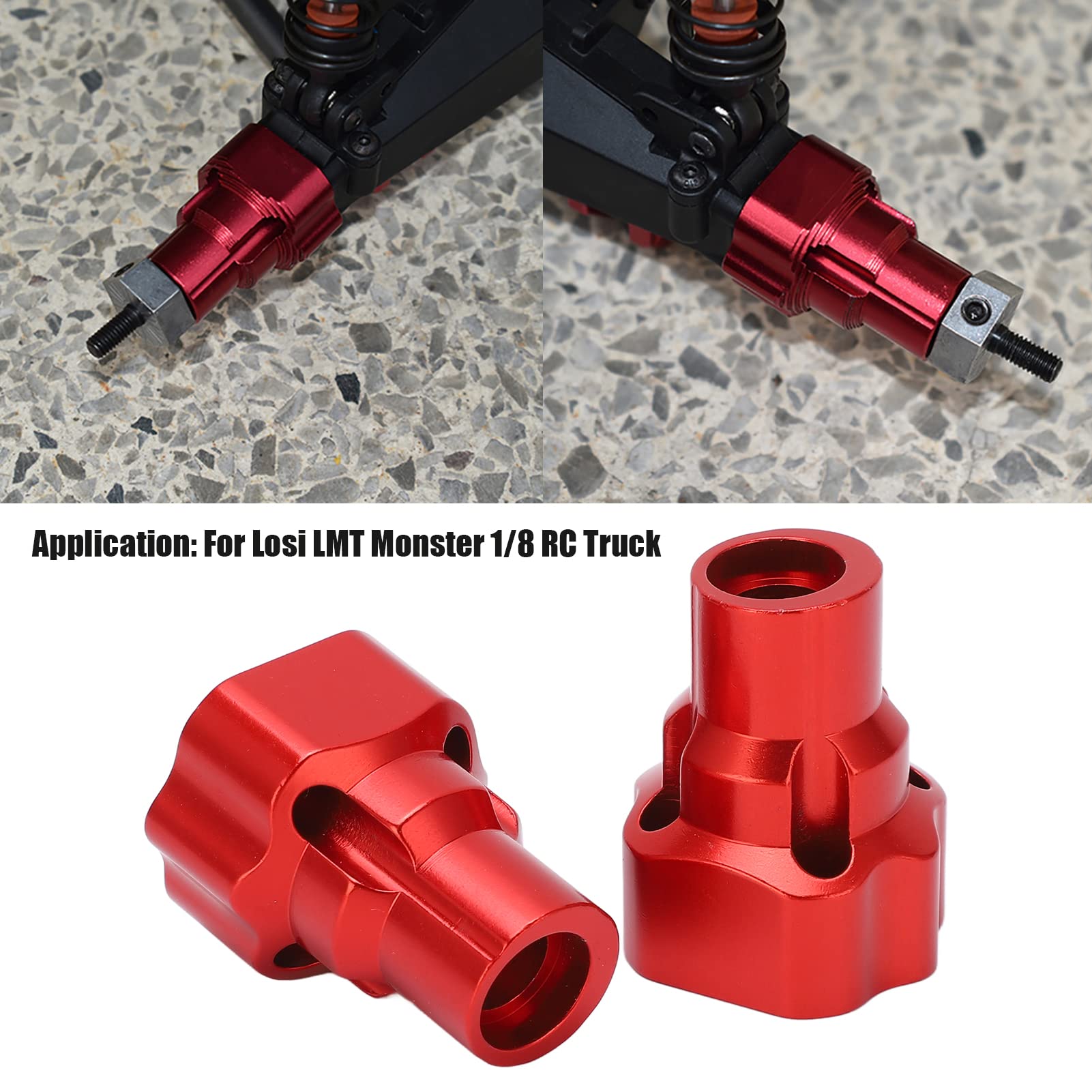 NutriEss 2Pcs RC Rear Axle Cover Bushing for Losi LMT mons TER 1/8 RC Truck Black Rear Axle Portal Housing Sleeve Outer Portal Housing Robust and Precise Fit (Red)