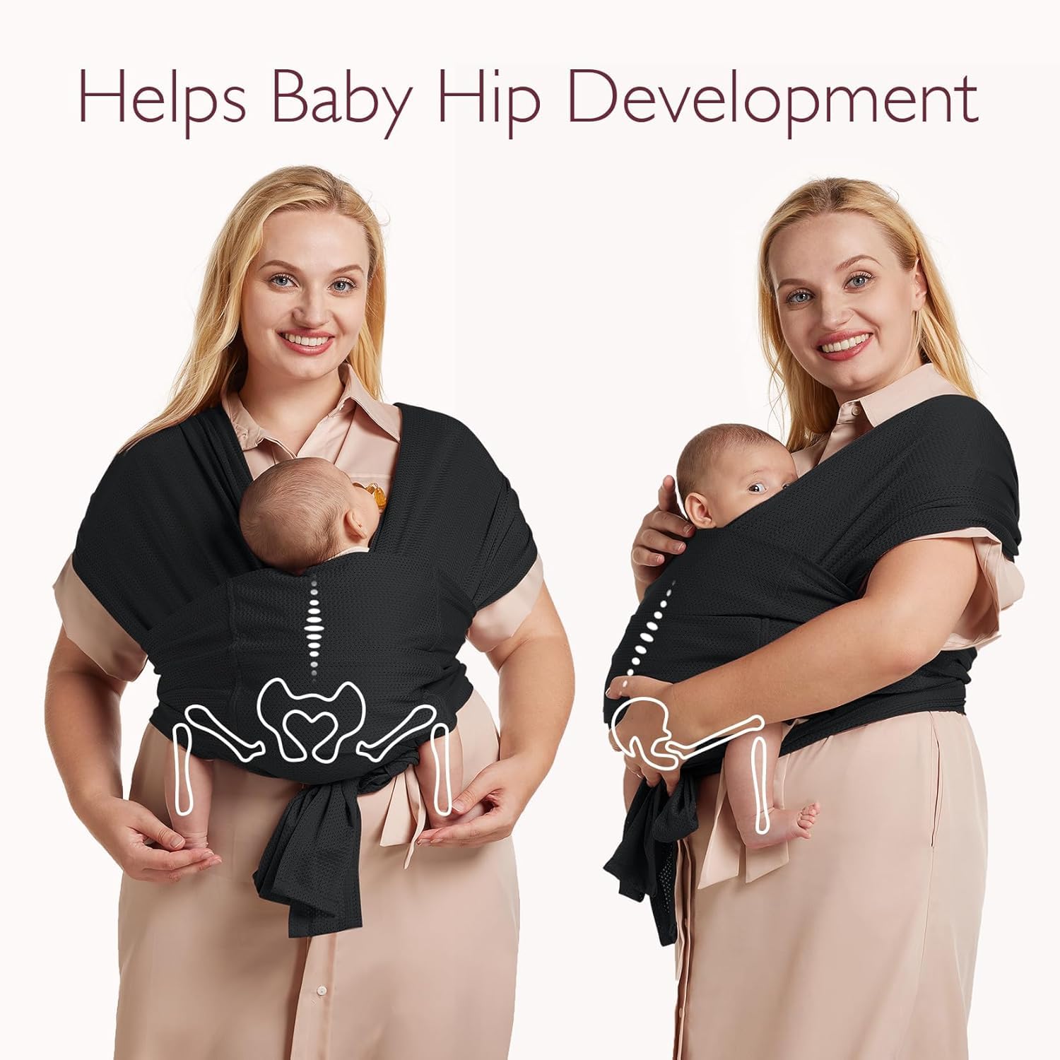 Momcozy Regulowana chusta z klamrą do noszenia dzieci noworodków z siateczką Air-Mesh, łatwa do noszenia chusta dla dzieci, do małego dziecka (3,6-15 kg), odpowiednia do obwodu talii 76,2-119,4 cm