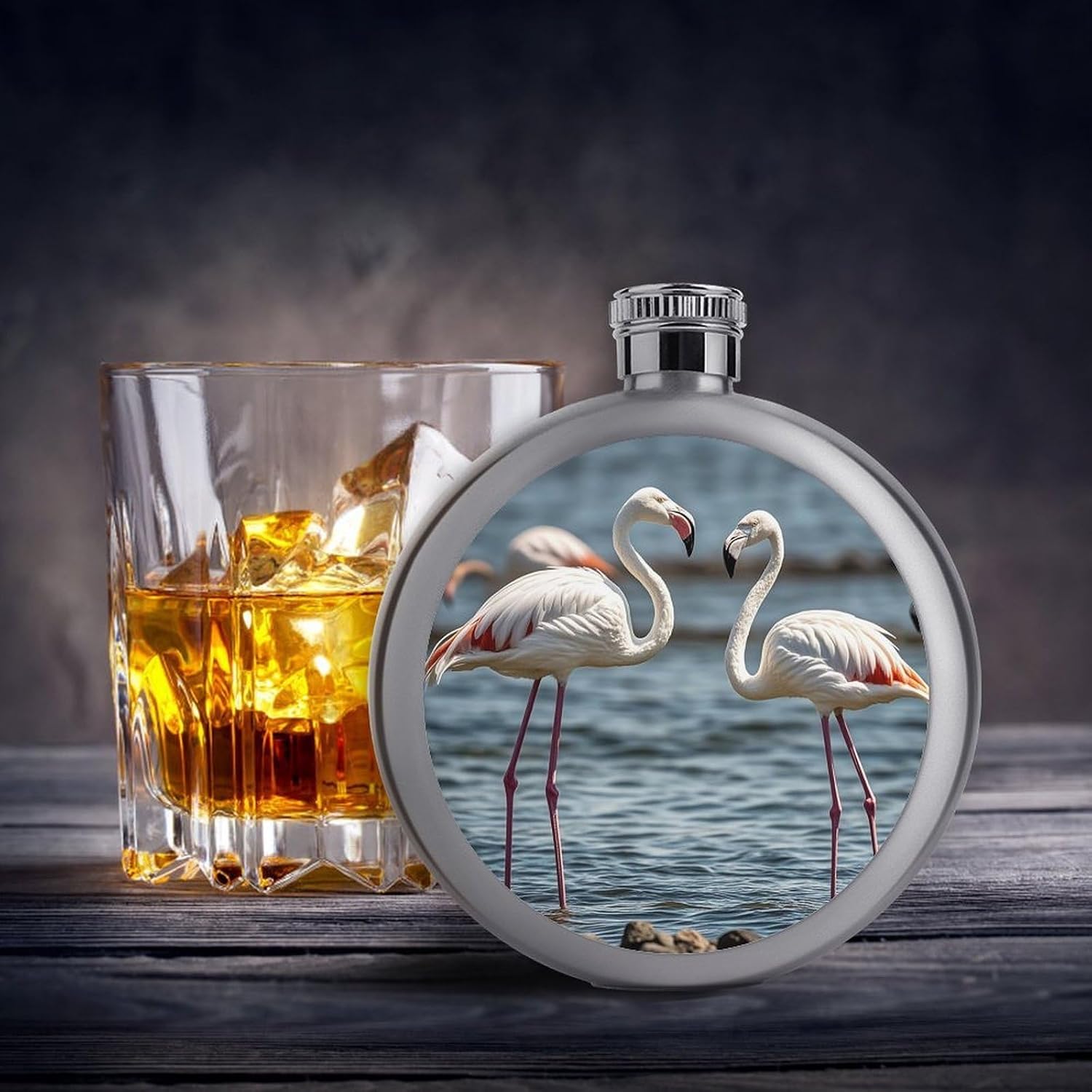 Animal Flamingo Stainless Steel Flagon to 5 Oz with Screw Cap,Hip Flask for Men–Whiskey & Liquor Pocket Flask,Alcohol Flagon for Camping Drink Sports Outdoor Wine Bottle