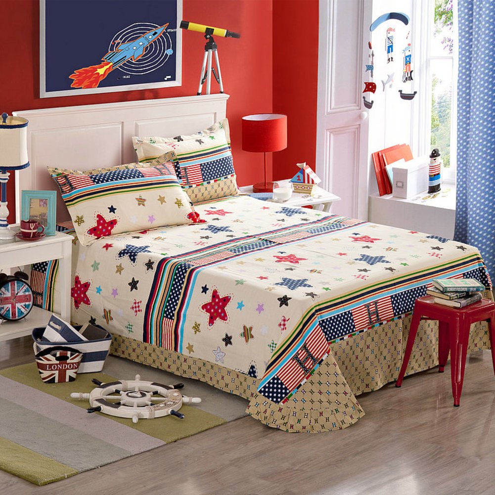 Drap en coton double d'exception 180x240cm avec matelassage haut de gamme