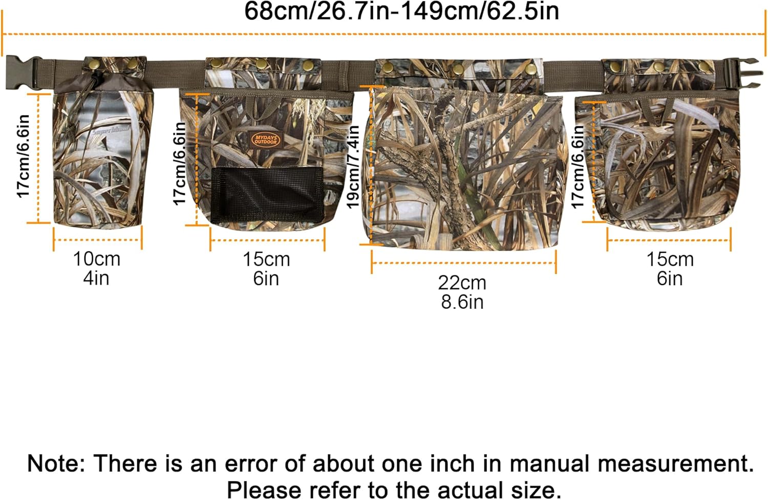 MDSTOP Dove Hunting Game Belt, Multifunction Hunting Gear Bags, Adjustable Shotgun Shell Pouch and Water Bottle Carrier for Shooting, Hunting, Dog Training, Fishing