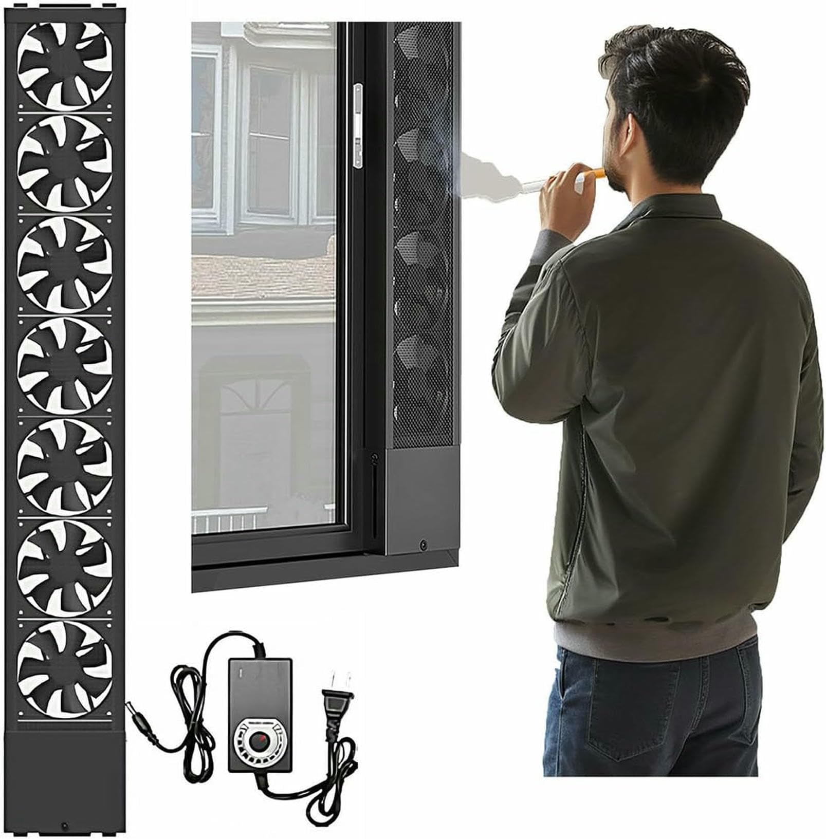 39-189Cm Removable Vertical Window Exhaust Fan, 10CM Retractable Door Window Exhaust Fan, for Bedrooms, Card Rooms, Restrooms-1pcs