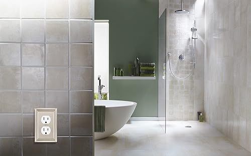 Vista 254 de Henne Bery Sunken Pearls - placa decorativa de pared para interruptor (Palanca simple, 2 unidades, níquel satinado)