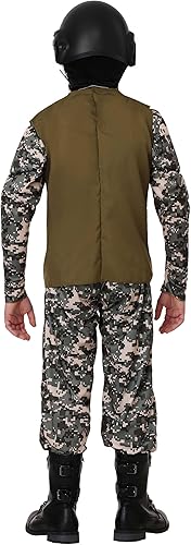 Miniatura 4 de Kids Camo Trooper Costume Army Solider Camouflage Dress Up Halloween Outfit with Tactical Vest and Accessories