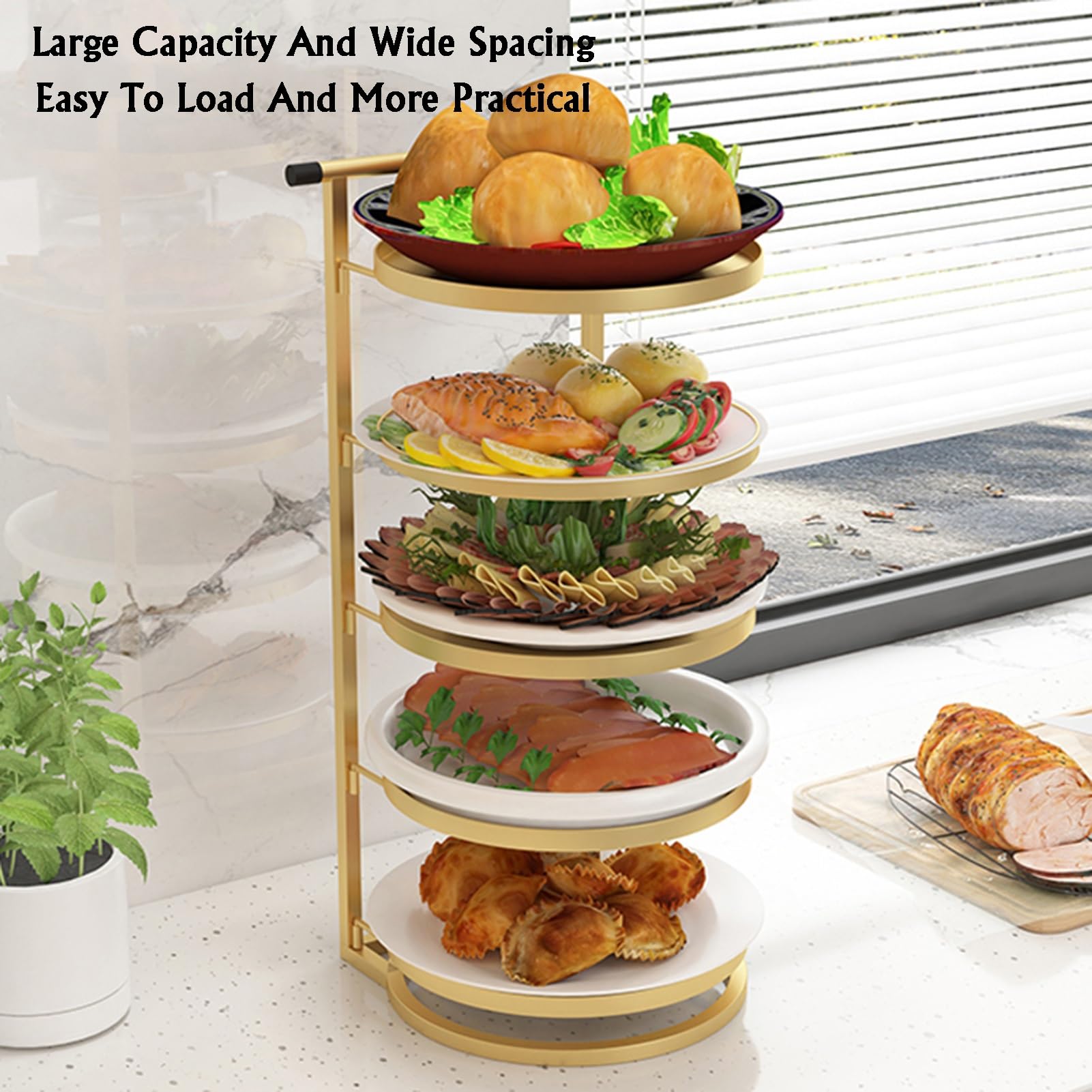 Estante De Almacenamiento De Alimentos De Varios Niveles, Bandeja De Clasificación De Alimentos De Pared(White,5 Tier)