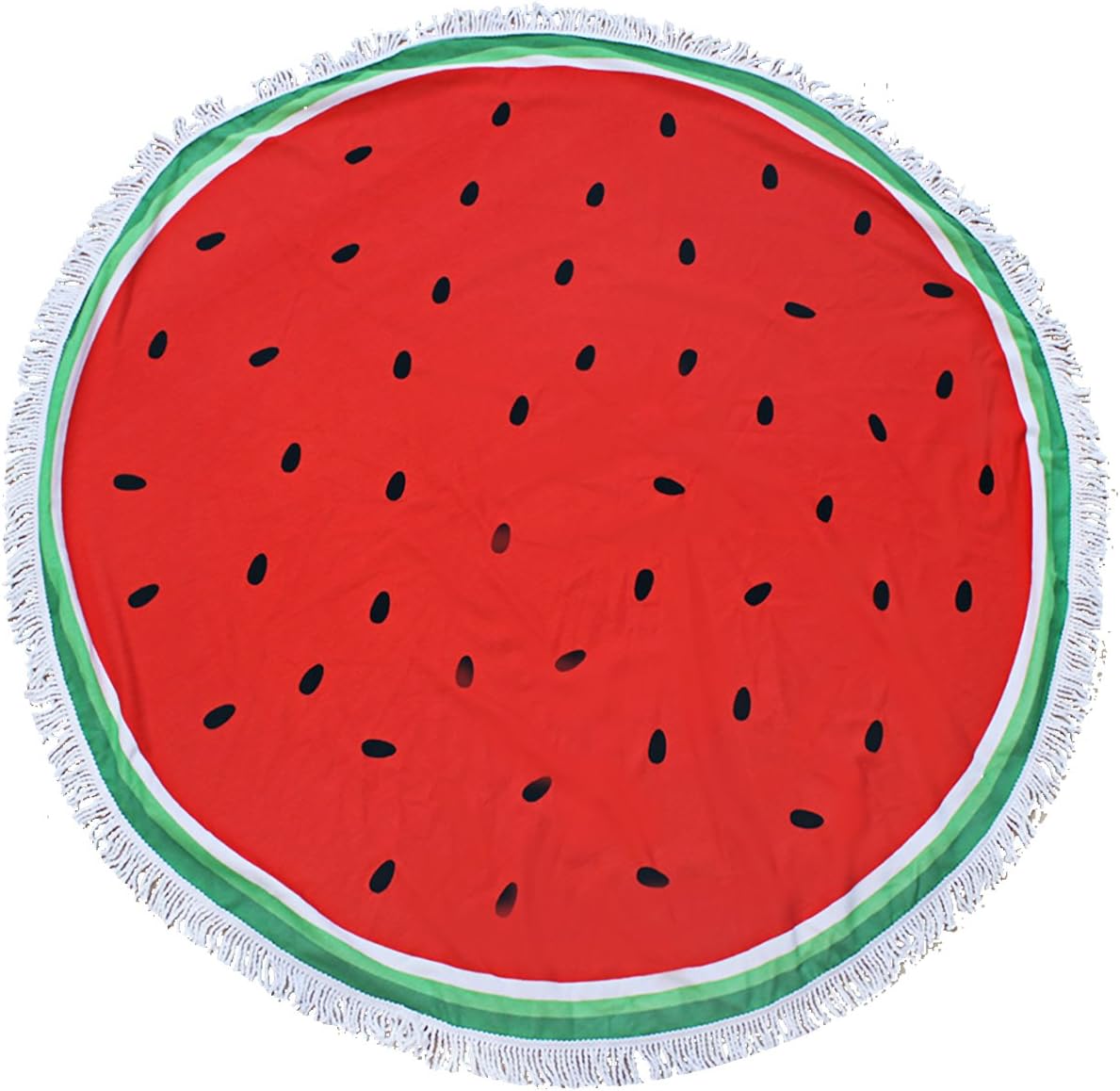 FitLit Round Beach Towel - Watermelon, Large 59 Inch, Hippie Picnic Blanket, Bath Towel, Yoga Mat