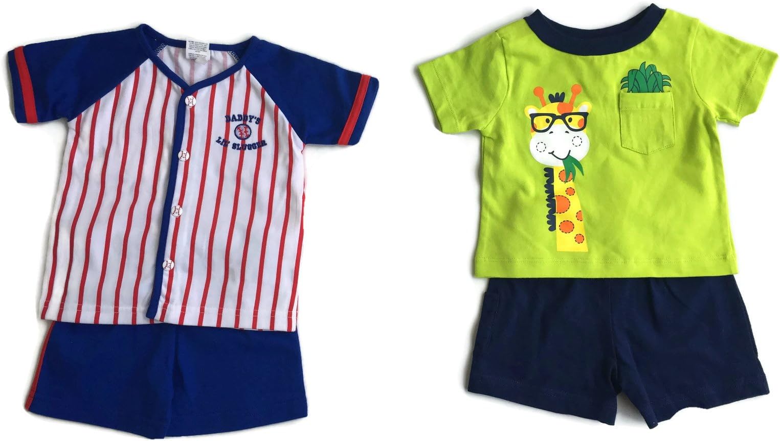 Baby Boy Bundle of 2 Shorts Sets 1 Baseball Theme 1 Giraffe Theme (6-9 Month)