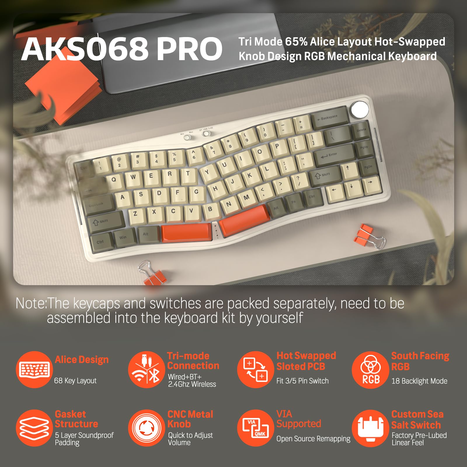 Amazon.com: ATTACK SHARK AKS068PRO Wireless Mechanical Gaming