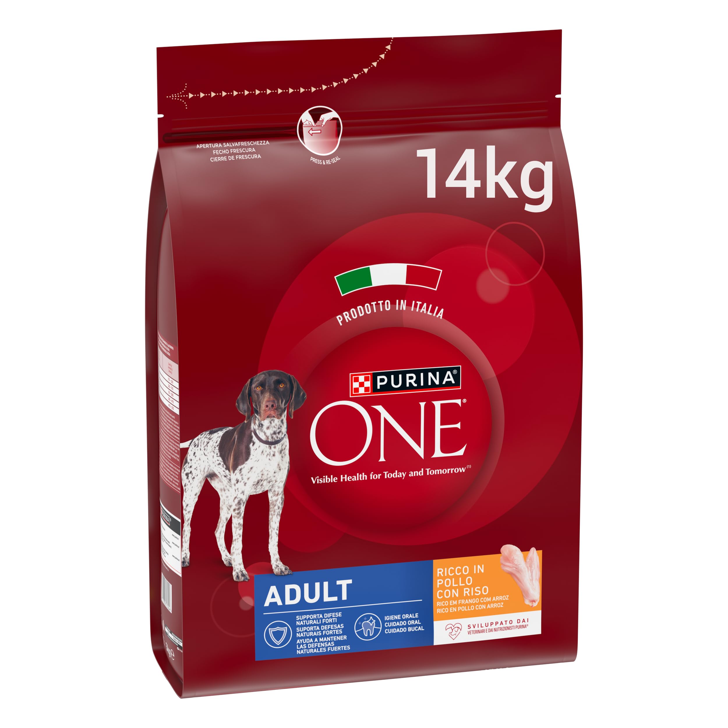 PURINA ONE Maroon, Crocchette per Cani Adulti, Pollo e Riso, Sacco da 14kg | Cibo Secco per Cani Adulti con Pollo e Riso