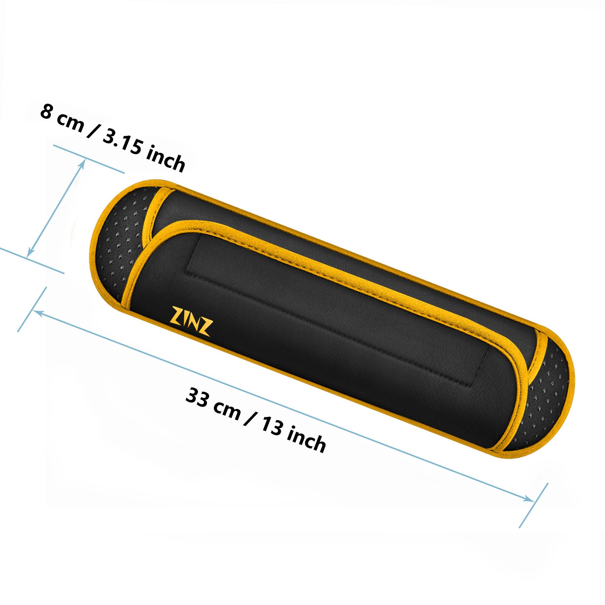 ZINZ Ultra Thick & Breathable Universal Shoulder Pad Cushion for Bag Long & Comfort,Black&Yellow, 33 cm x 8 cm x 3 cm - Image 2