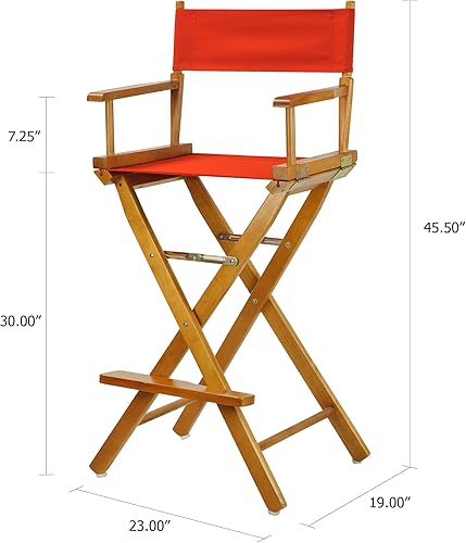 Miniatura 2 de Casual Home - Silla de director de 30.0 in, marco de roble miel con lienzo rojo, altura de barra