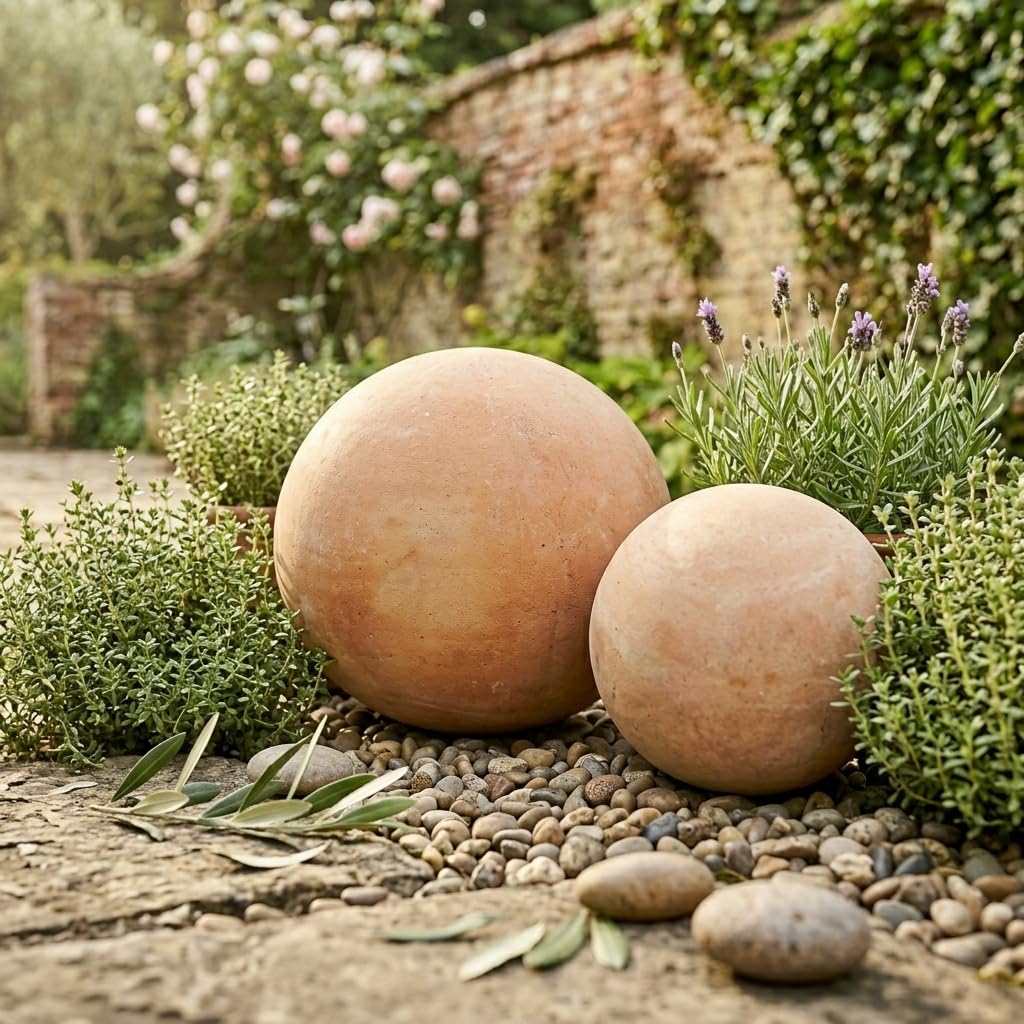 teramico Boules en Terre Cuite massives pour Durer : formées à la Main, résistantes au Gel et dans de Nombreuses Tailles pour Le Jardin (12cm, 16cm, 20cm et 28cm)