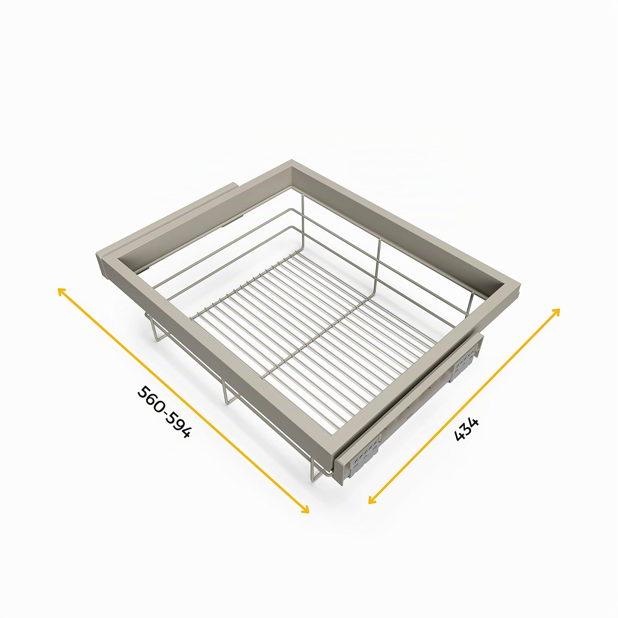 Emuca - Kit de panier à fils avec glissières à fermeture douce pour armoire, réglable, module 600mm, Gris pierre