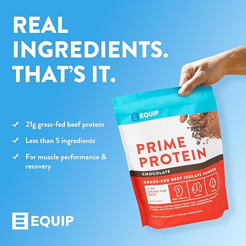 Miniatura 5 de Equip Foods Prime Protein - Proteína aislada en polvo de carne de res alimentada con pasto - Proteína en polvo sin paleo y gluten - Chocolate 17