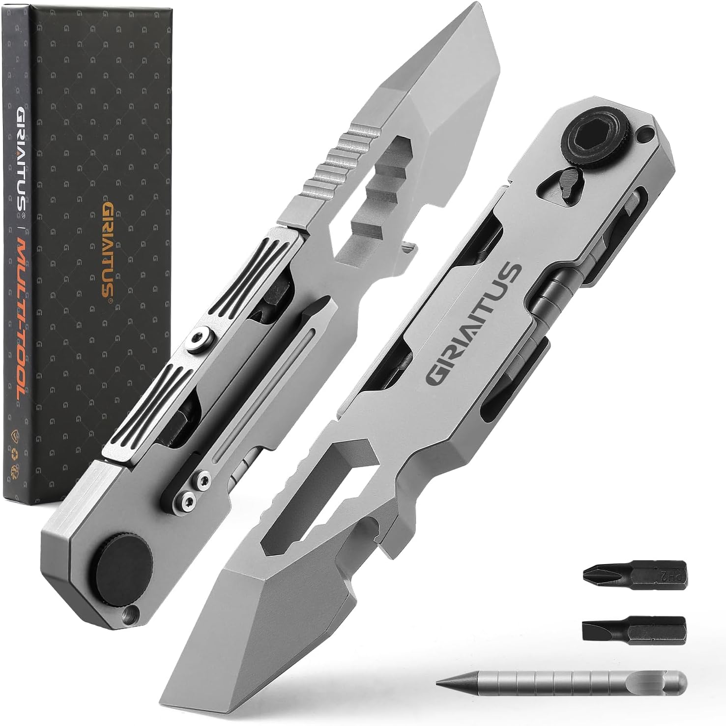 EDC Pry Bar Multitool 10 in 1 with Bi-Directional Ratchet Screwdriver & Everlasting Pen, Wrenches, Crowbar, Bottle and Box Openers - Your Versatile Companion for Everyday Carry and Camping Accessories