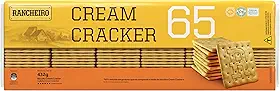 Biscoito Cream Cracker 65 Rancheiro 432g – 65% Menos Gordura, 100% Mais Crocância, Vegano, Ideal para Famílias