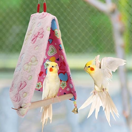 Miniatura 3 de Tienda de campaña de felpa para pájaros, hamaca triangular cálida para invierno, cama nido para loro, periquito, cacatúa, tortolito (M)