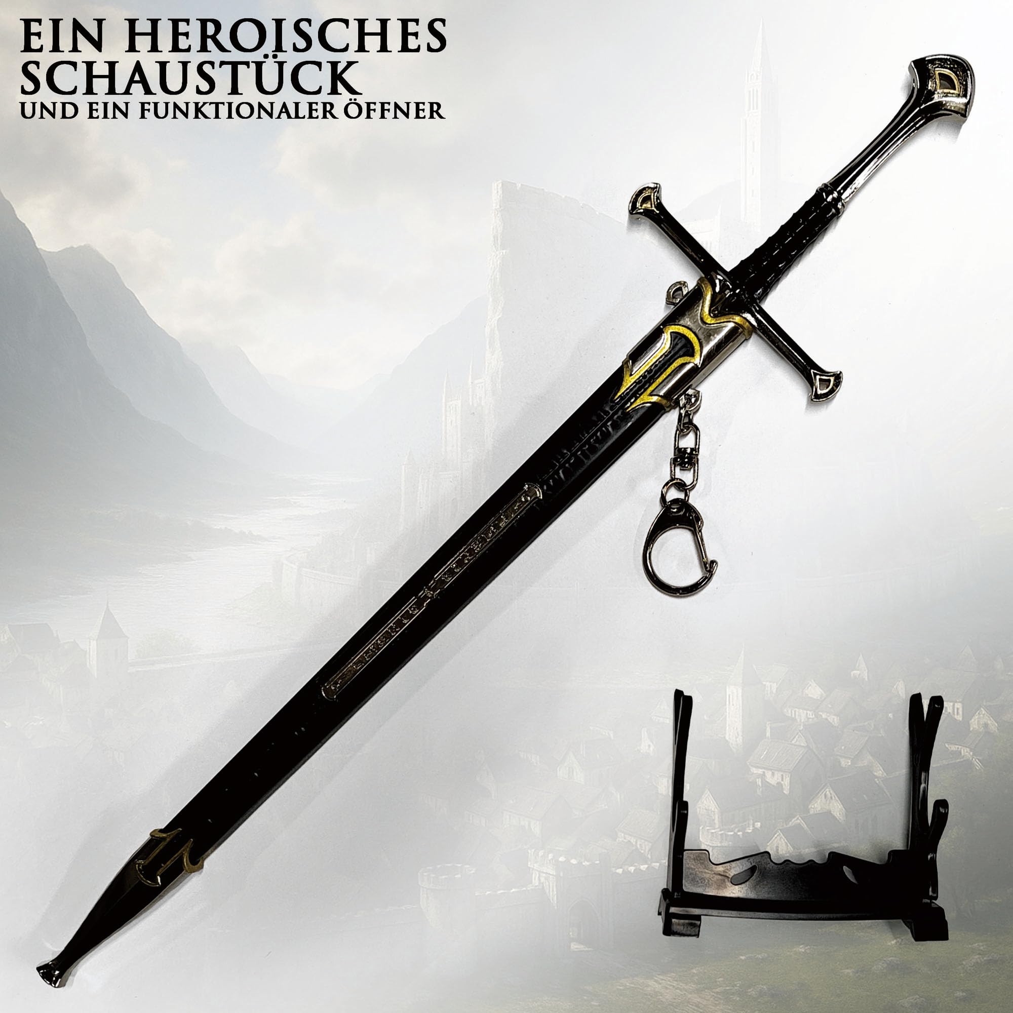 Herr der Ringe Anduril Schwert Brieföffner 30cm Metall Scheide Aragorns Flamme des Westens