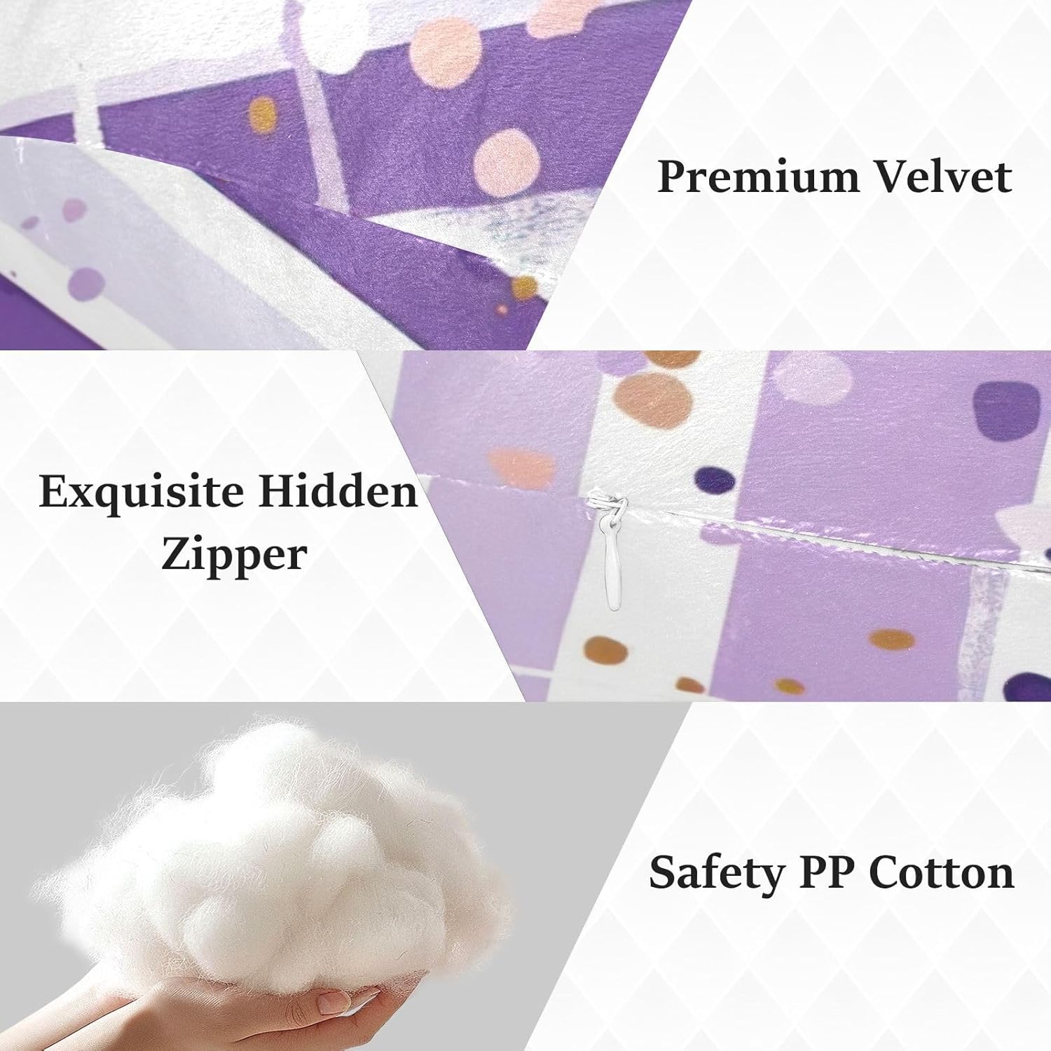 Purple Stripe Dot Human-Shaped Pillow Soft Body Pillows Washable Velvet Pillows for Anxiety Relief Sleeping Cuddling & Support