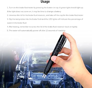 HUIOP Brake Hydraulics Liquid Test Pen Automatic Brake Oil Moisture Analysis DOT4 DOT5 for DOT3 with 5 LED Indicators