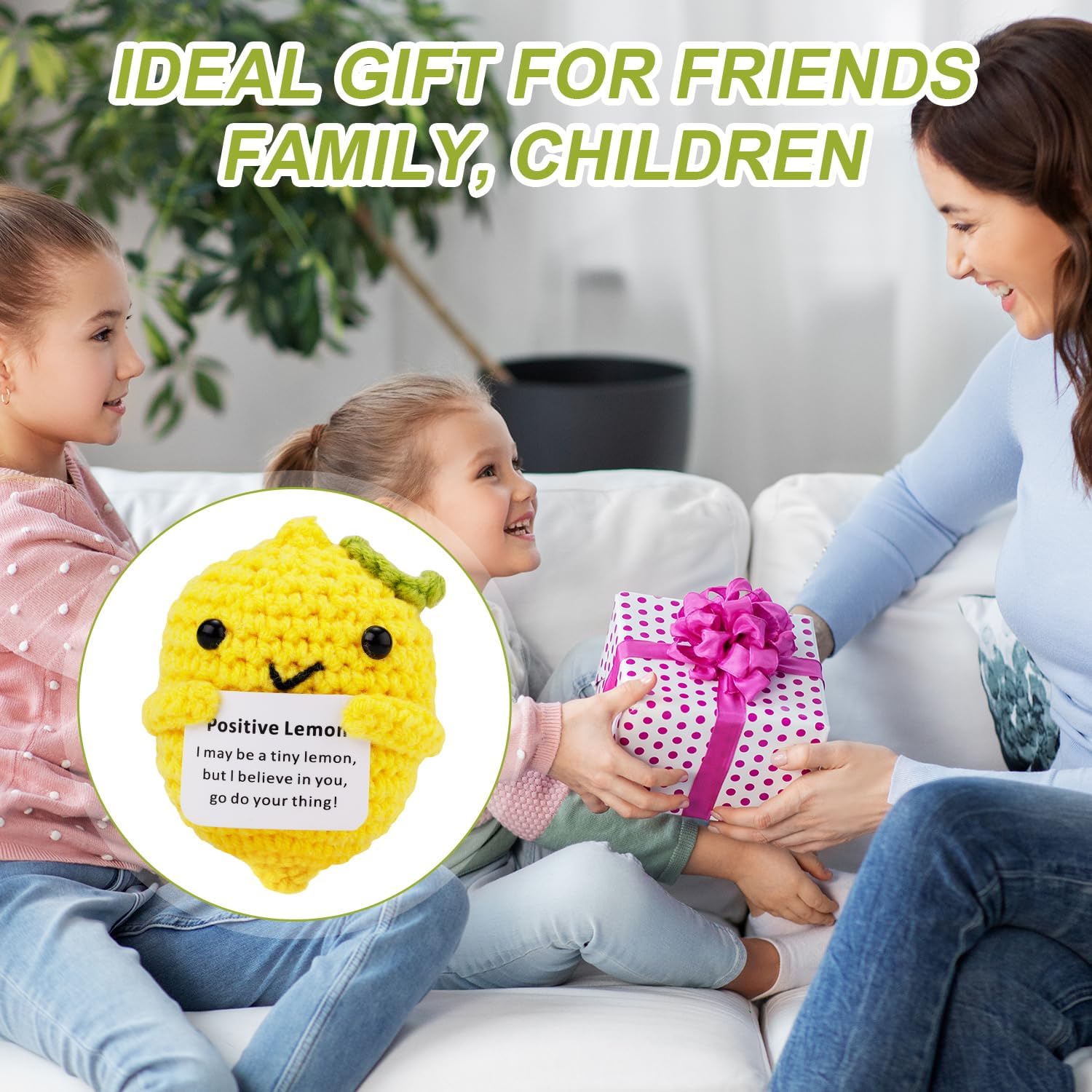 Positive Lemon, Crochet Lemon Emotional Cute Positive Doll Knitted Toy Doll Cheering Gift for Family Friends Encouragement Party Decoration