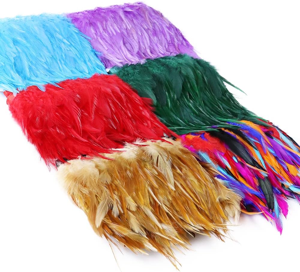 Zamihalaa - 32Color Saddle Rooster Feathers Trim Fringe for Crafts Sewing Clothing Dress Ribbon 8-12cm Plumes Party Decorations