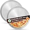 Kevenal Stainless Steel Pizza Pans 13.4 inch, Pizza-Pan for Oven, Steel Pizza Tray, Round Pizza Plate Set of 2 (Extra Thick)