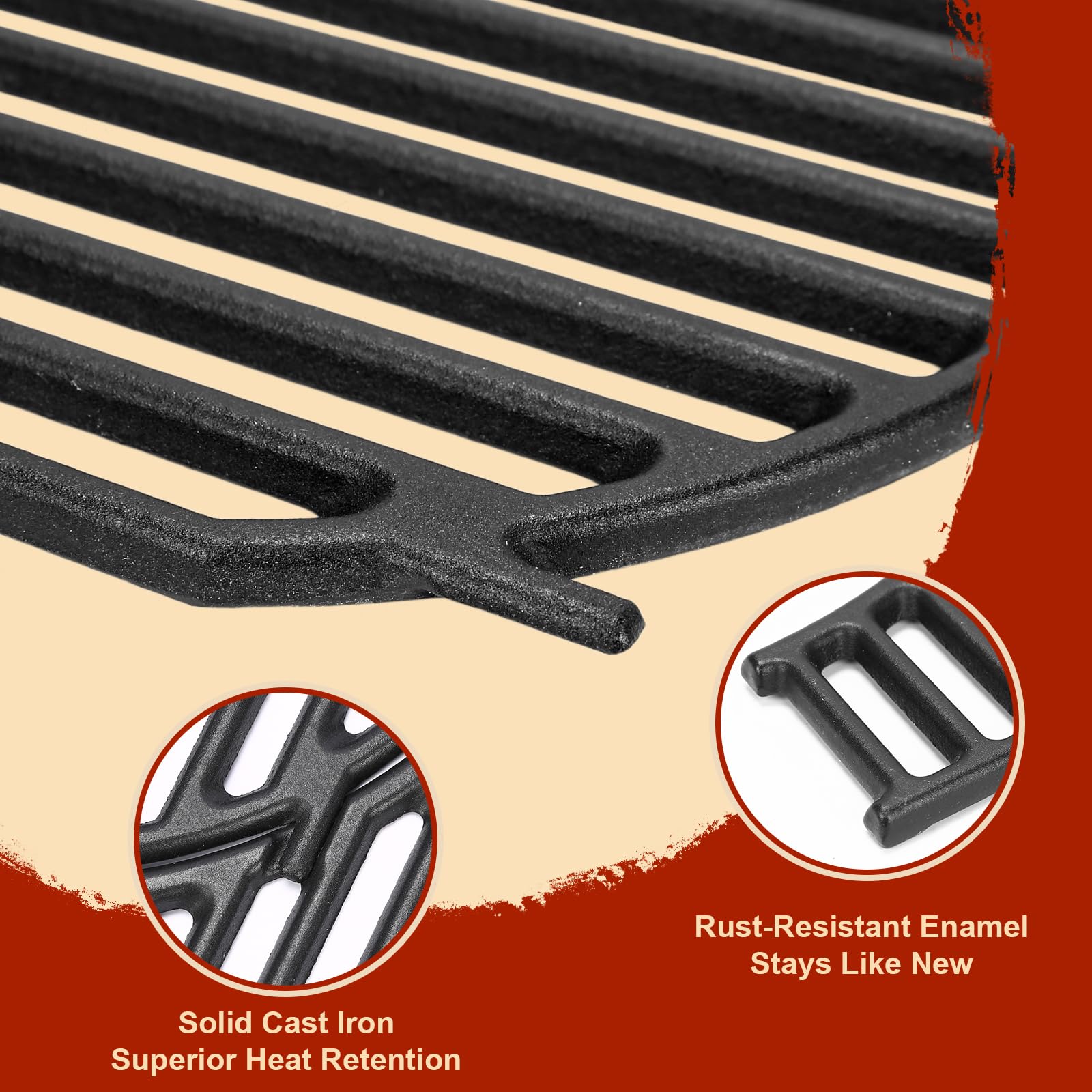 Denmay 44,5 x 60,6 cm Gusseisen Grillroste für Weber Spirit I & II 300 Serie gasgrill (mit vorderen Brennerknöpfen), Grillrost Ersatzteile für Spirit I & II E/S-310 320 330, Gusseisen Grillzubehör