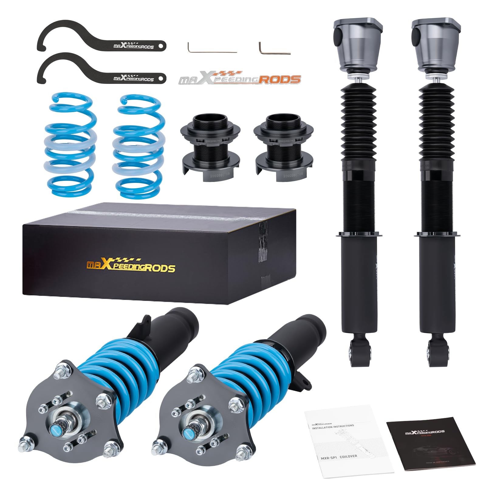 maXpeedingrods Coilovers for Honda Civic Hatchback 2016-2021, 24 Level Damper Adjustable Coilovers Suspension Kit, Height Adjustable Shock Absorber Struts, T6 Upgraded Lowering Kit Blue