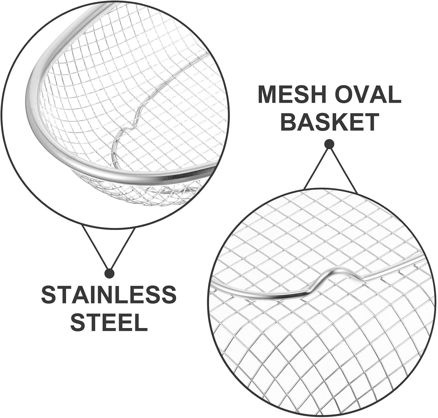 2pcs Stainless Steel Colander Strainers for Kitchen Fruit and Bread with Ventilation and Food Strainer Functionality, Oval Shape, Elegant Silver Design for Countertop Use