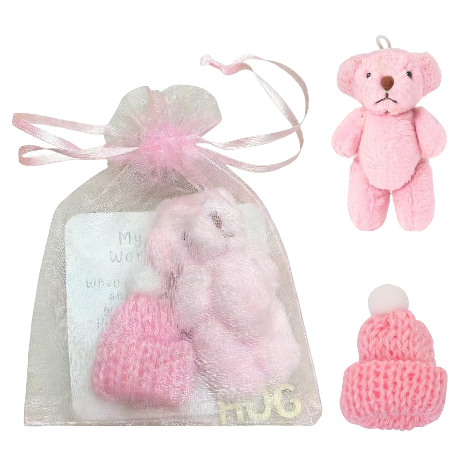 Copbopwn Worry Bear, Pocket Bear, Mini Plush Teddy Bears with Inspirational Card, Pocket Sized Hug Present for Anxiety Relief, Positive Good Luck Gifts for Friends, Women, Men for Christmas Birthday — image 1